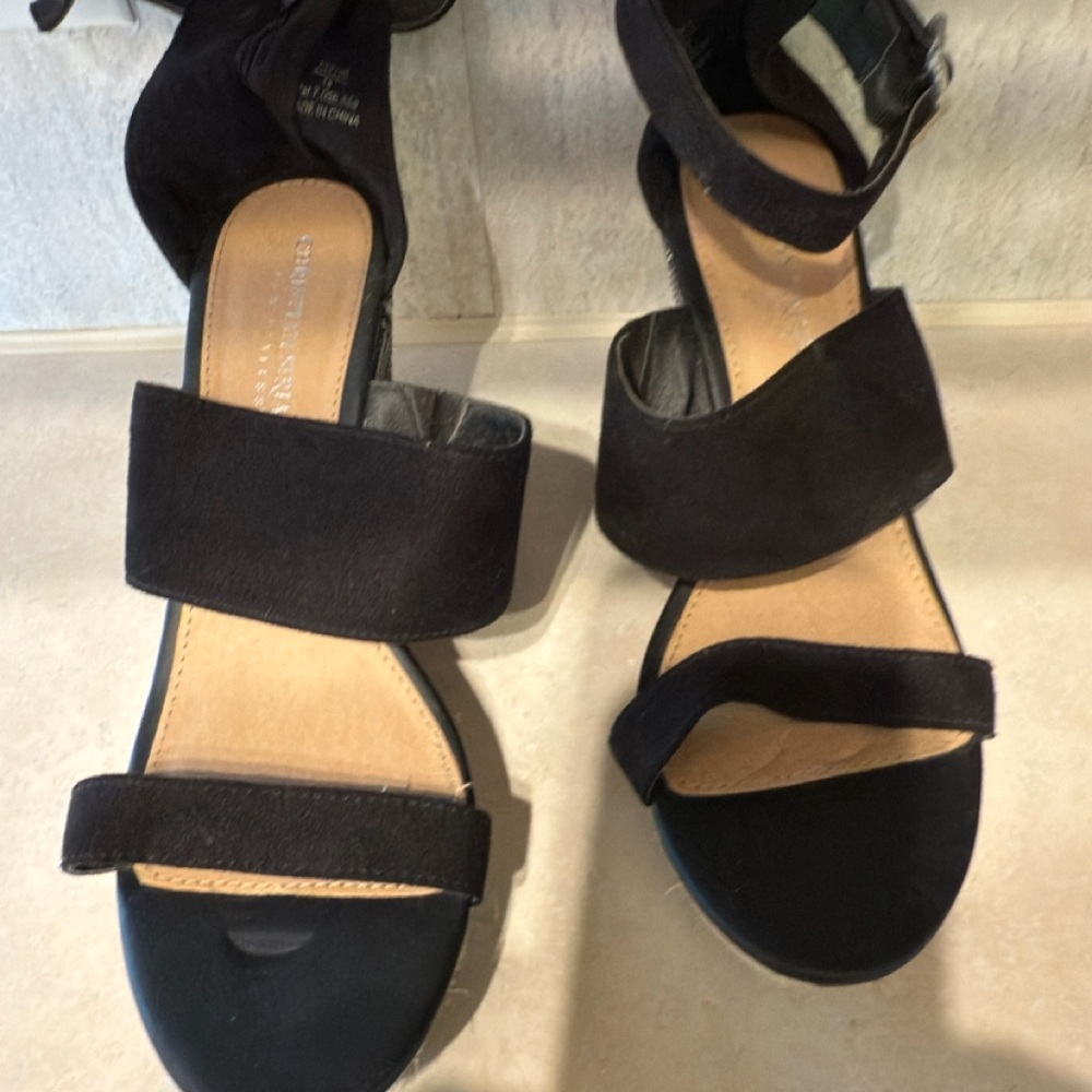 Christian Siriano Black Sandals with Suede Straps